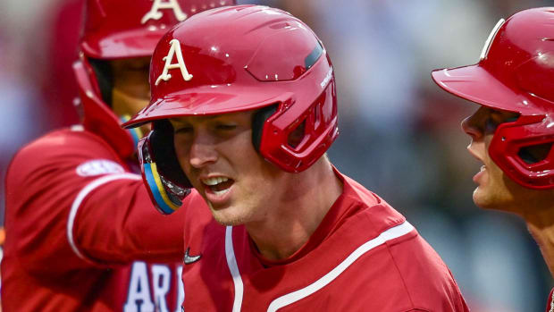 Razorbacks' Jace Bohrofen in 6-3 win over Tennessee on Saturday night.